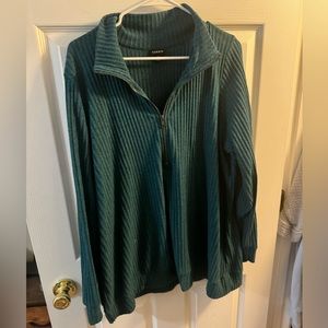 Blue/Green 1/4 zip ribbed pullover